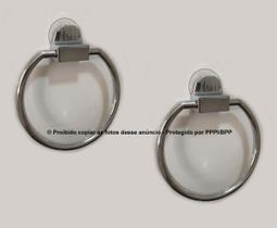 kit 2 Porta toalha de banho Porta pano de prato redondo fixação por ventosa sem furar parede ideal azulejo liso vidro box geladeira