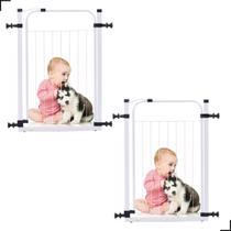 Kit 2 Portão Para Cachorro Pet Grade 69 a 78cm Com Extensor 5cm Cozinha Gourmet