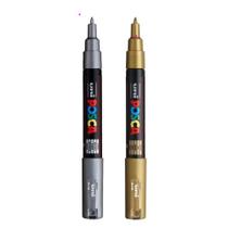 Kit 2 Posca PC-1M PRATA e OURO Traço 0.7mm Uniball