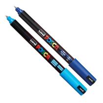Kit 2 Posca PC-1Mr Azul Claro e Azul e Escuro 0.7mm Uni