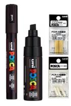 Kit 2 Posca PC-5M e PC-8K Preta + Refil