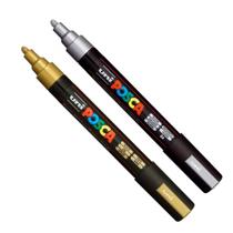 Kit 2 Posca PC-5M PRATA e OURO Traço: 1.8-2.5mm Uniball