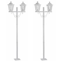 Kit 2 Postes de Jardim Duplo Luminária Externa Colonial E27 Branco Grega Dital 1,61m Tubo Alumínio Kit 2 Postes de Jardim Duplo Luminária Externa Colonial E27 Branco Grega Dital 1,61m Tubo Alumínio