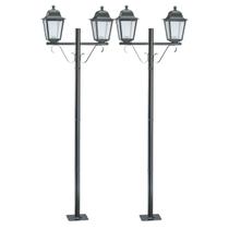 Kit 2 Postes Duplos Iluminação de Jardim 2,1m Preto Clássico Lente Transparente Soberana Dital Kit 2 Postes Duplos Iluminação de Jardim 2,1m Preto Clássico Lente Transparente Soberana Dital