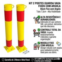 Kit 2 Postes Limitadores Guarda Vagas 65cm Com Argola Articulável