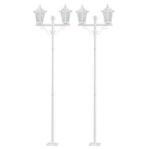 Kit 2 Postes Luminária Branco 1,6m Jardim 2 Lâmpadas E27 Grega Lente Fosca Dital Kit 2 Postes Luminária Branco 1,6m Jardim 2 Lâmpadas E27 Grega Lente Fosca Dital