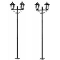 Kit 2 Postes Luminária de Jardim Retrô Colonial Preto Dital Grega 1,61m Alumínio Lente Fosca Kit 2 Postes Luminária de Jardim Retrô Colonial Preto Dital Grega 1,61m Alumínio Lente Fosca