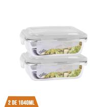 Kit 2 Pote 1040ml Vidro Hermético Marmita Mantimento Fitness