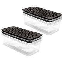 Kit 2 Pote 860ml com Ralador de Salada Verduras e Alimentos Não Vaza Plasútil