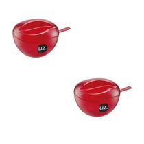 Kit 2 Pote Açucar Açucareiro Translucido 15x9,5Cm Vermelho