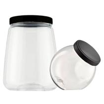 Kit 2 Pote Conico e Baleiro Porta Mantimentos Organizor Cozinha Plástico -