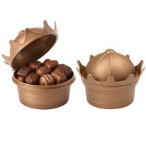 Kit 2 Pote de Lembrança Coroa Princesa p/ Festa Infantil Dourado