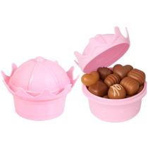 Kit 2 Pote de Lembrança Coroa Princesa p/ Festa Infantil Rosa