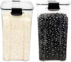 Kit 2 Pote de Mantimentos Quadrado Acrílico 1,45 Litros Tampa com Trava Kit 2 Pote de Mantimentos Quadrado Acrílico 1,45 Litros Tampa com Trava
