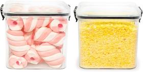 Kit 2 Pote de Mantimentos Quadrado Acrílico Slim 800ML Tampa com Trava