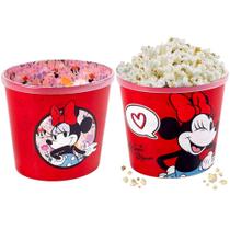 Kit 2 Pote de Pipoca da Minnie Retro Vermelho 2.1 litros Plasútil Kit 2 Pote de Pipoca da Minnie Retro Vermelho 2.1 litros Plasútil