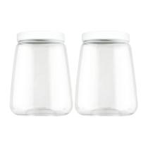 KIT 2 Pote de Plástico 2100ml com Tampa de Rosca Metalizada Multiuso -