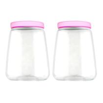 KIT 2 Pote de Plástico 2100ml com Tampa de Rosca Metalizada Multiuso -
