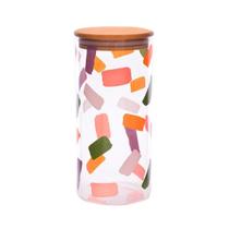 Kit 2 Pote De Vidro Com Capacidade 1000ml Cada Com Tampa Hermética De Bambu Para Mantimentos