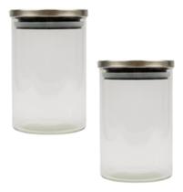 Kit 2 Pote De Vidro Com Tampa Hermética Inox 900ml Multiuso