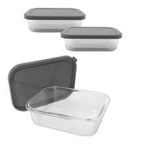 Kit 2 Pote De Vidro Com Tampa Hermética Marmita Retangular 1000ml Kit 2 Pote De Vidro Com Tampa Hermética Marmita Retangular 1000ml