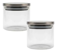 Kit 2 Pote De Vidro Com Tampa Hermética Metal 200ml Multiuso