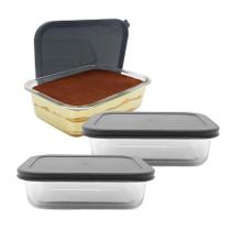 Kit 2 Pote De Vidro Com Tampa Hermética Retangular Forno Microondas 1500ml Kit 2 Pote De Vidro Com Tampa Hermética Retangular Forno Microondas 1500ml