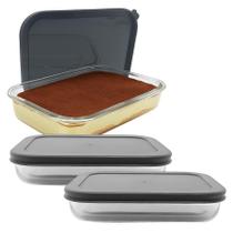 Kit 2 Pote De Vidro Com Tampa Hermética Retangular Forno Microondas 1500ml Kit 2 Pote De Vidro Com Tampa Hermética Retangular Forno Microondas 1500ml