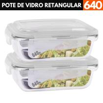 Kit 2 Pote de Vidro Hermético Canelado 640ml Marmita Fitness Freezer Microondas