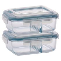Kit 2 Pote de Vidro Hermético Com Divisoria 640ml Marmita Kit 2 Pote de Vidro Hermético Com Divisoria 640ml Marmita