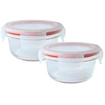 Kit 2 Pote De Vidro Hermético Redondo Com Tampa 4 Travas Marmita Fit 600ml