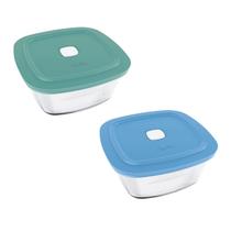 Kit 2 Pote de Vidro Marinex Facilita Vap 2L Quadrado Nadir