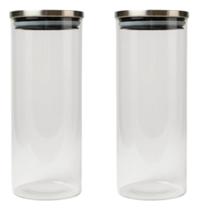 Kit 2 Pote De Vidro Tampa Inox Hermetica Organ 1,8l Multiuso