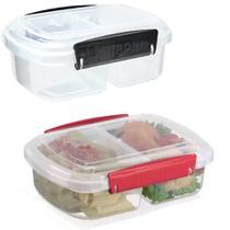 Kit 2 Pote Divisórias 600ml Tampa Travas Laterais Microondas Kit 2 Pote Divisórias 600ml Tampa Travas Laterais Microondas
