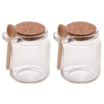 Kit 2 Pote Hermético De Vidro 250ml C/Tampa Cortiça E Colher Para Temperos Kit 2 Pote Hermético De Vidro 250ml C/Tampa Cortiça E Colher Para Temperos
