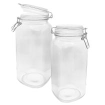 Kit 2 Pote Hermético De Vidro Com Trava Silicone Vedação 2l