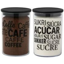 Kit 2 Pote Hermético Organizador Cozinha Açúcar Café 1000ML Acrílico Porta Mantimentos