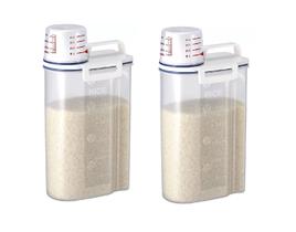 Kit 2 Pote Hermético Para Armazenamento com Copo Medidor 1,8L