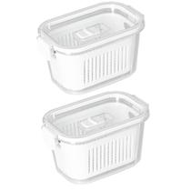 Kit 2 Pote Hermético Paramount C/ Cesto e Trava 630ml Branco