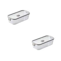 Kit 2 Pote Hermético Slim Multiuso 845 ML Cinza 22x10x6Cm Kit 2 Pote Hermético Slim Multiuso 845 ML Cinza 22x10x6Cm