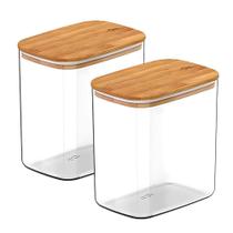 Kit 2 Pote Hermético Tampa De Bambu Natural 1,5L Kit 2 Pote Hermético Tampa De Bambu Natural 1,5L