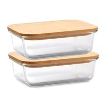 Kit 2 Pote Hermético Vidro Tampa De Bambu 600ml