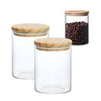 Kit 2 Pote Mantimento Vidro Borossilicato Hermético Tampa Bambu Tempero 550ml Kit 2 Pote Mantimento Vidro Borossilicato Hermético Tampa Bambu Tempero 550ml