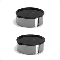 Kit 2 Pote Para Alimentos Metallic C/Tampa 370Ml Bpa Free