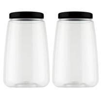 Kit 2 Pote Plástico Mantimentos Grande Tampa De Rosca Rose Prata 3 Litros -
