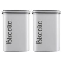 KIT 2 Pote Porta Biscoitos Bolachas Cookies 2LT Quadrado Herméticos