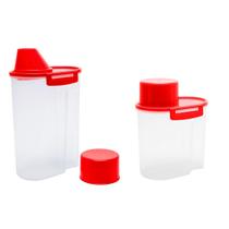Kit 2 Pote Porta Farinha 2,5L + 1,8L Farinheira c/ Bico Dosador Dispenser Para Cereais 2500ml 1800ml Porta Sabão em Pó