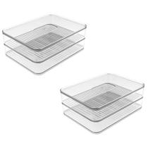Kit 2 Pote Porta Frios Alimentos Duplo Com Divisória Para Geladeira Clear Fresh Natural - Ou Kit 2 Pote Porta Frios Alimentos Duplo Com Divisória Para Geladeira Clear Fresh Natural - Ou