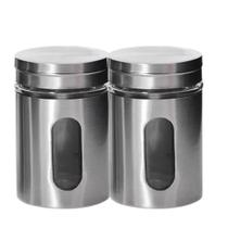 Kit 2 Pote Porta Mantimento em Inox com Visor de Vidro Em Casa Tem 950ml