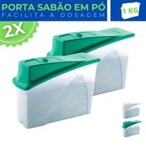Kit 2 Pote Porta Sabão em Pó Tampa Direcionador Dosador 1Kg Kit 2 Pote Porta Sabão em Pó Tampa Direcionador Dosador 1Kg